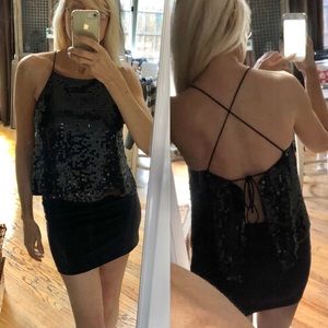 INC Black Sequin Top